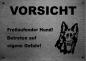 Mobile Preview: Edelstahl Warnschild Altdeutscher Schäferhund VORSICHT Freilaufender Hund! Betreten auf eigene Gefahr!